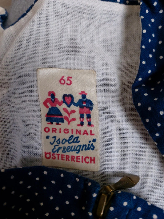 Vestito Tirolese Dirndl Bambina Vintage Con Grembiule 3-4 Anni