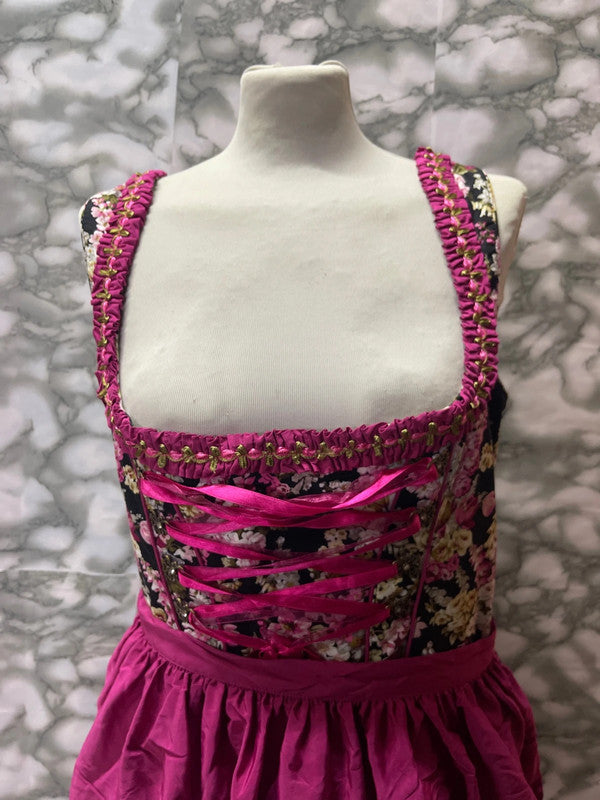 Vestito Tirolese Con Grembiule Fucsia Tg L