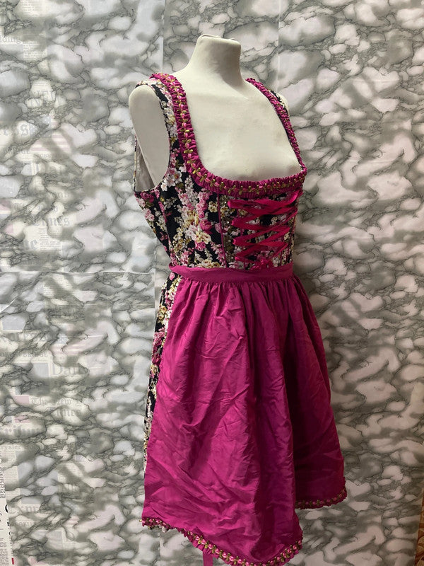 Vestito Tirolese Con Grembiule Fucsia Tg L