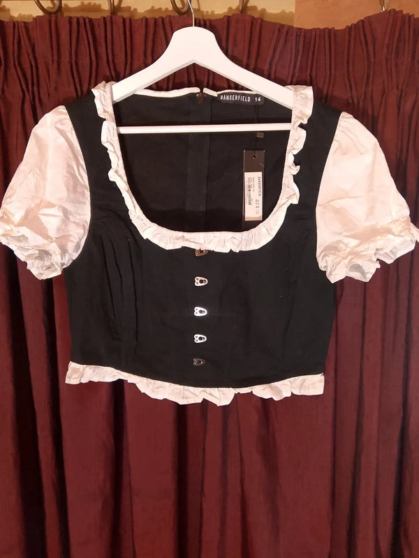 Camicia Tirolese Nera Bianca Dangerfield Nuova L/xl