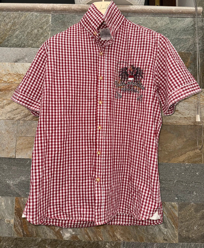 Camicia Uomo Tirolese S Bianca E Rossa Manica Corta