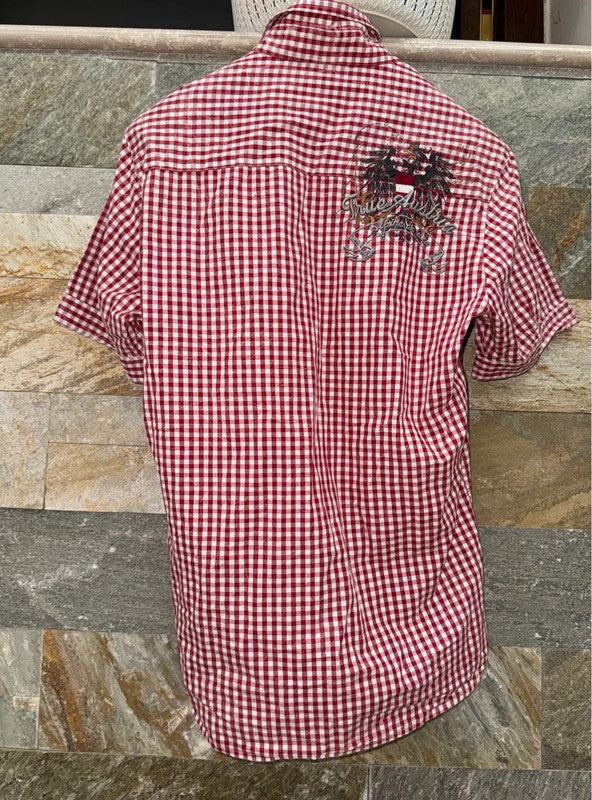 Camicia Uomo Tirolese S Bianca E Rossa Manica Corta