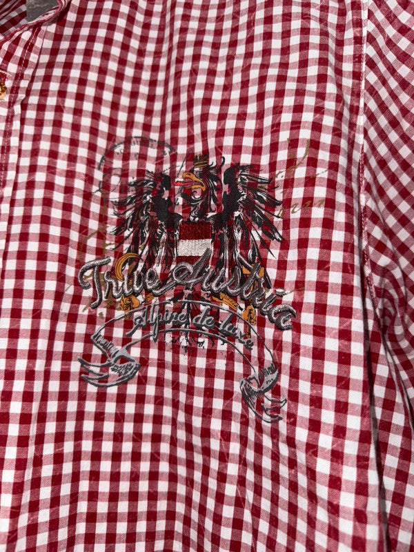 Camicia Uomo Tirolese S Bianca E Rossa Manica Corta