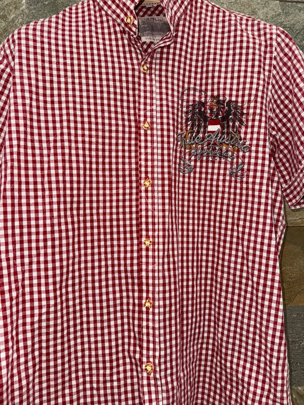 Camicia Uomo Tirolese S Bianca E Rossa Manica Corta