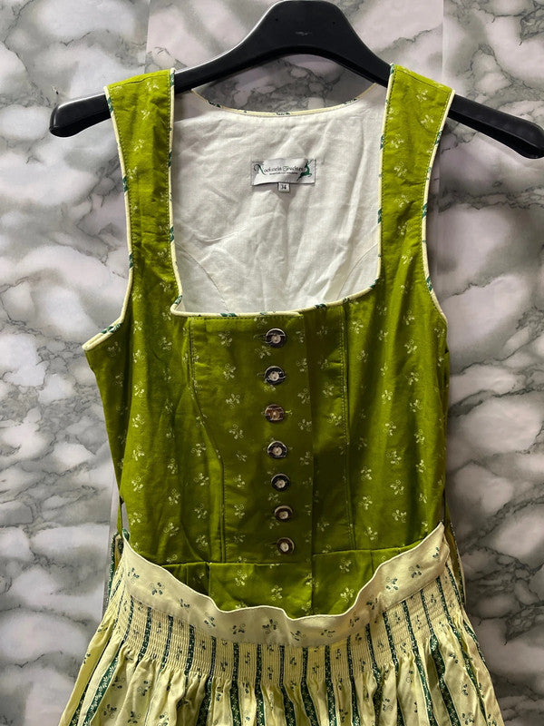 Vestito Tirolese Con Grembiule Verde Xxs Donna