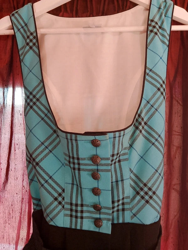 Vestito Tirolese Nero Verde Scozz Nockstein Trachten S Con Grembiule