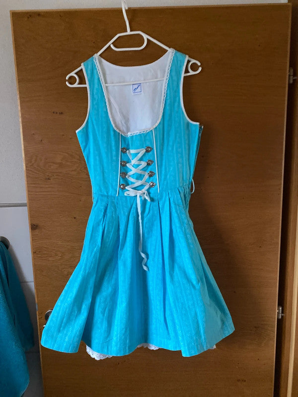 Vestito Tirolese Azzurro Con Grembiule Tg. M
