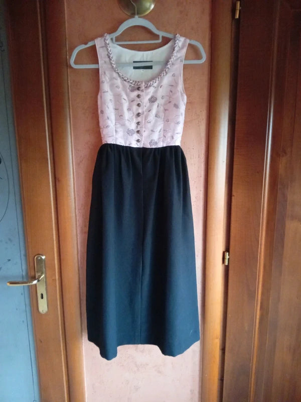 Vestito Tirolese Rosa Nero Bimba 8-9 Anni Edelheiss