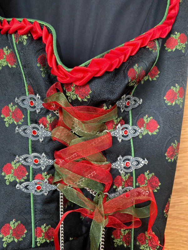 Vestito Tirolese Con Grembiule Xs Nero Rosso