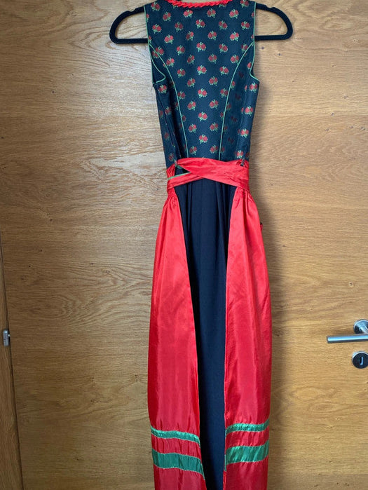 Vestito Tirolese Con Grembiule Xs Nero Rosso
