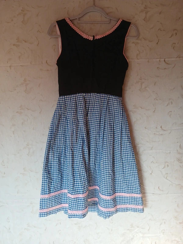 Vestito Tirolese Xxs Donna Edelnice Nero Bianco Blu Rosa