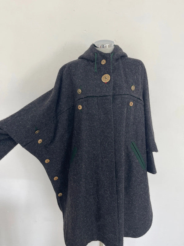 Mantella Tirolese Loden Da Donna In Pura Lana Tg. S/m By H. Moser