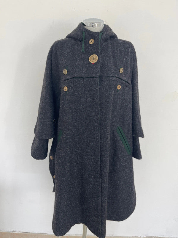 Mantella Tirolese Loden Da Donna In Pura Lana Tg. S/m By H. Moser