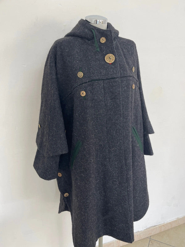 Mantella Tirolese Loden Da Donna In Pura Lana Tg. S/m By H. Moser