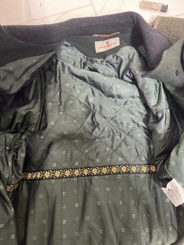 Cappotto Loden Nero Donna Tirolese Steinbock Lana E Caschmere Xl