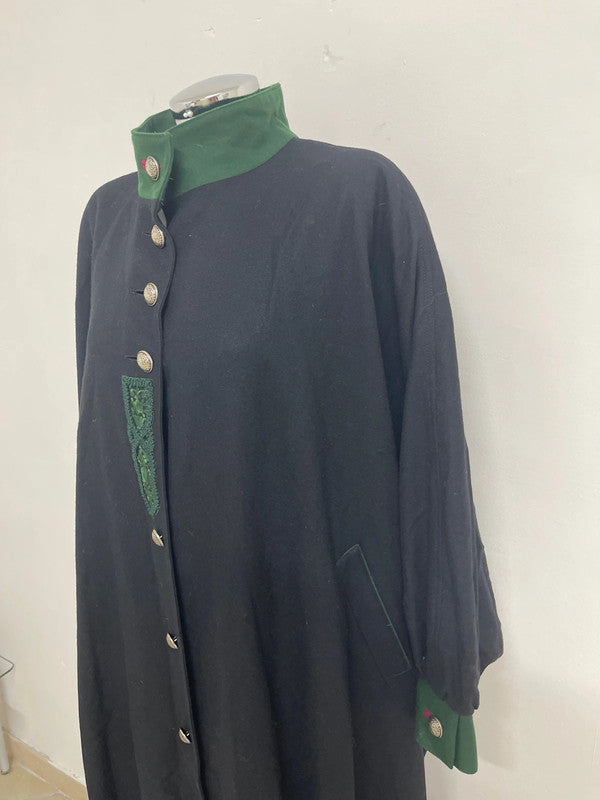 Mantella Tirolese Vintage Da Donna In Lana Nera Xl