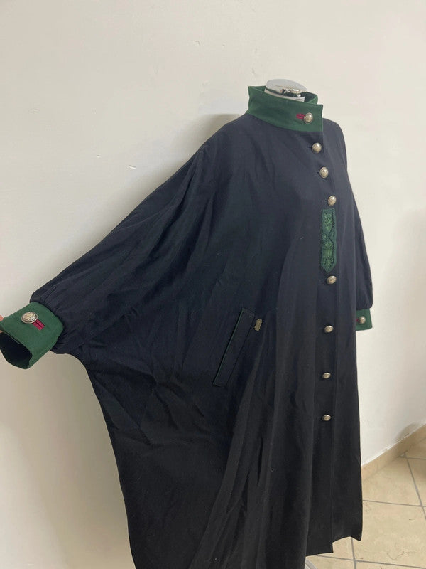 Mantella Tirolese Vintage Da Donna In Lana Nera Xl