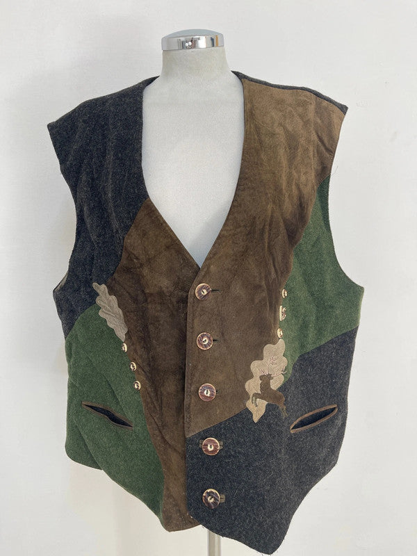 Gilet Uomo Tirolese Inserti In Pelle Xxxl Alphorn