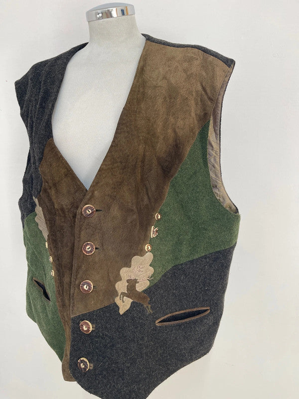 Gilet Uomo Tirolese Inserti In Pelle Xxxl Alphorn
