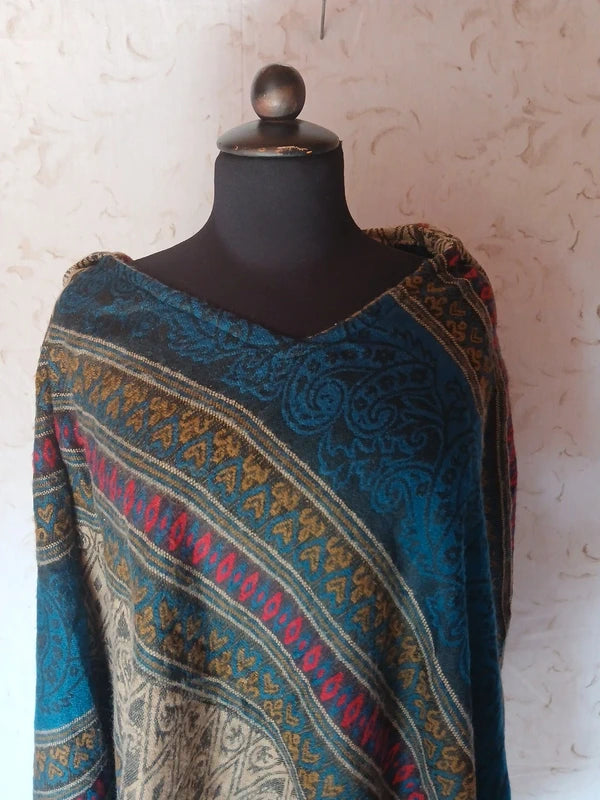 mantella Poncho Con Cappuccio Fantasia Tirolese