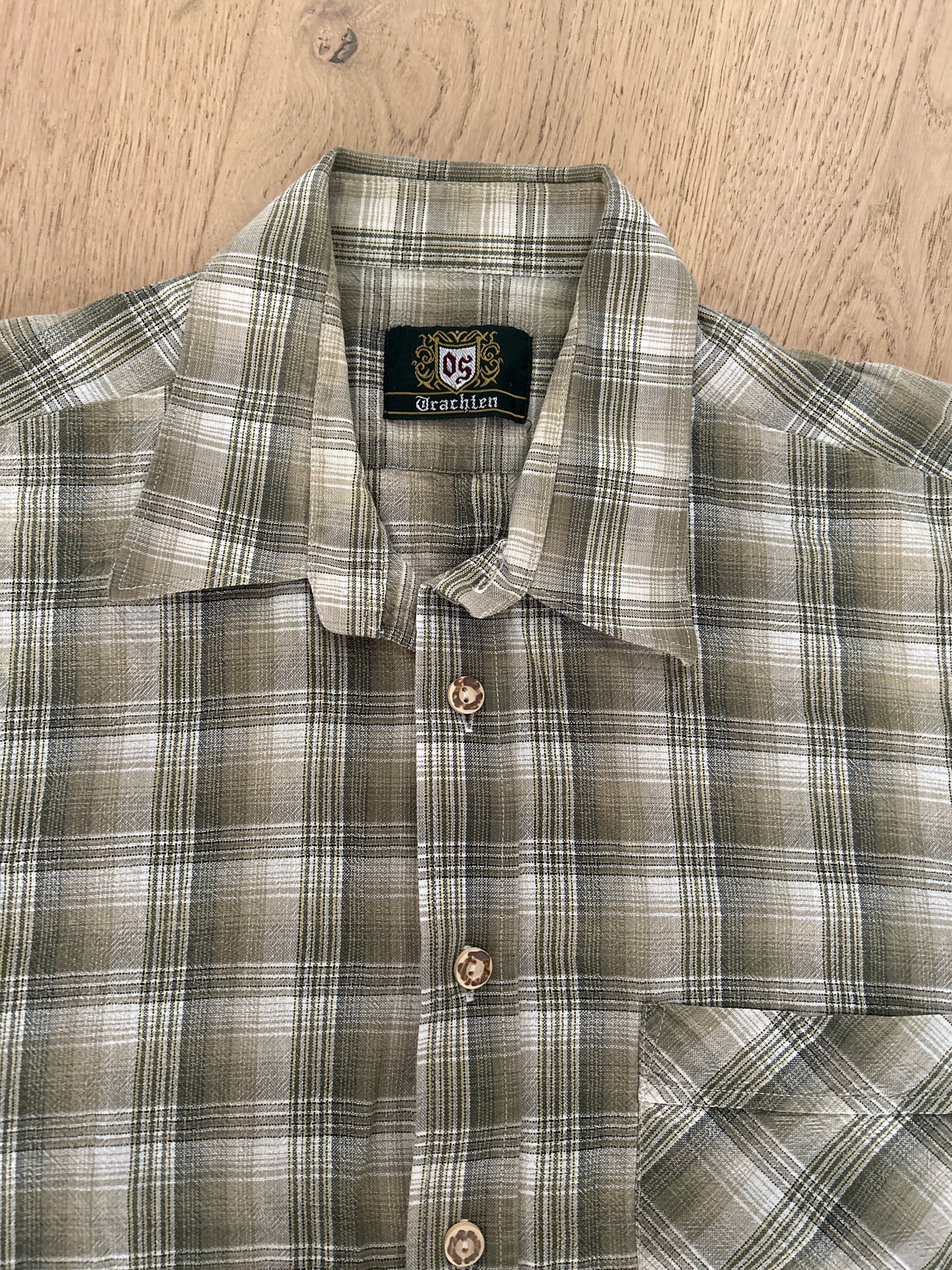 Camicia Uomo Tirolese Trachten Xl Manica Corta Verde