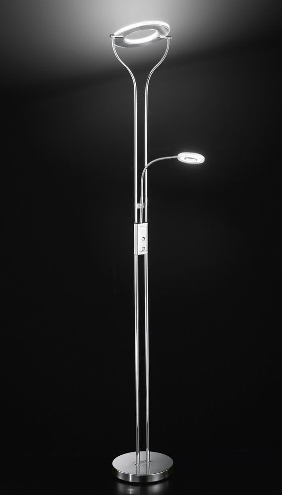 Piantana a LED in metallo cromo lucido PERENZ 6196 Lampada da terra con due luci