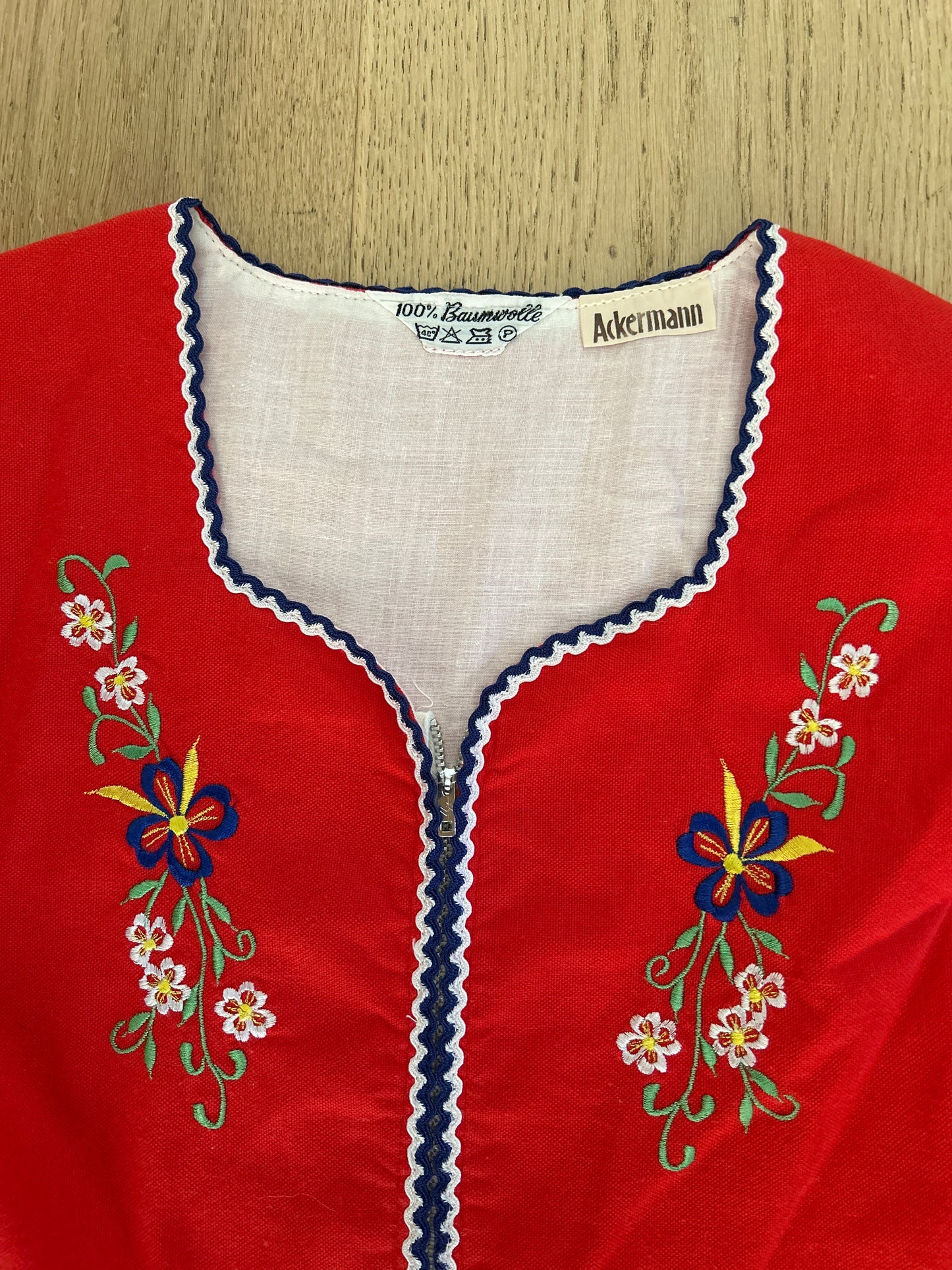 Vestito Tirolese Donna Dirndl Tg Xxs Rosso Vintage Ackermann Ricamato