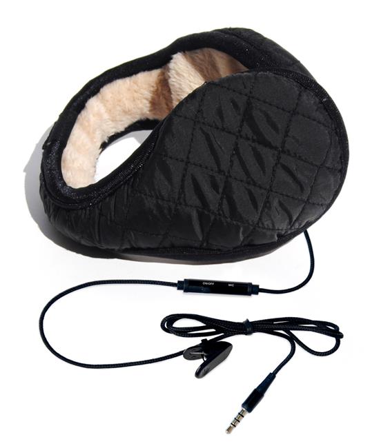 Hi-Ear Paraorecchie Musicale con Speaker e Jack 3.5 Trapuntato Nero