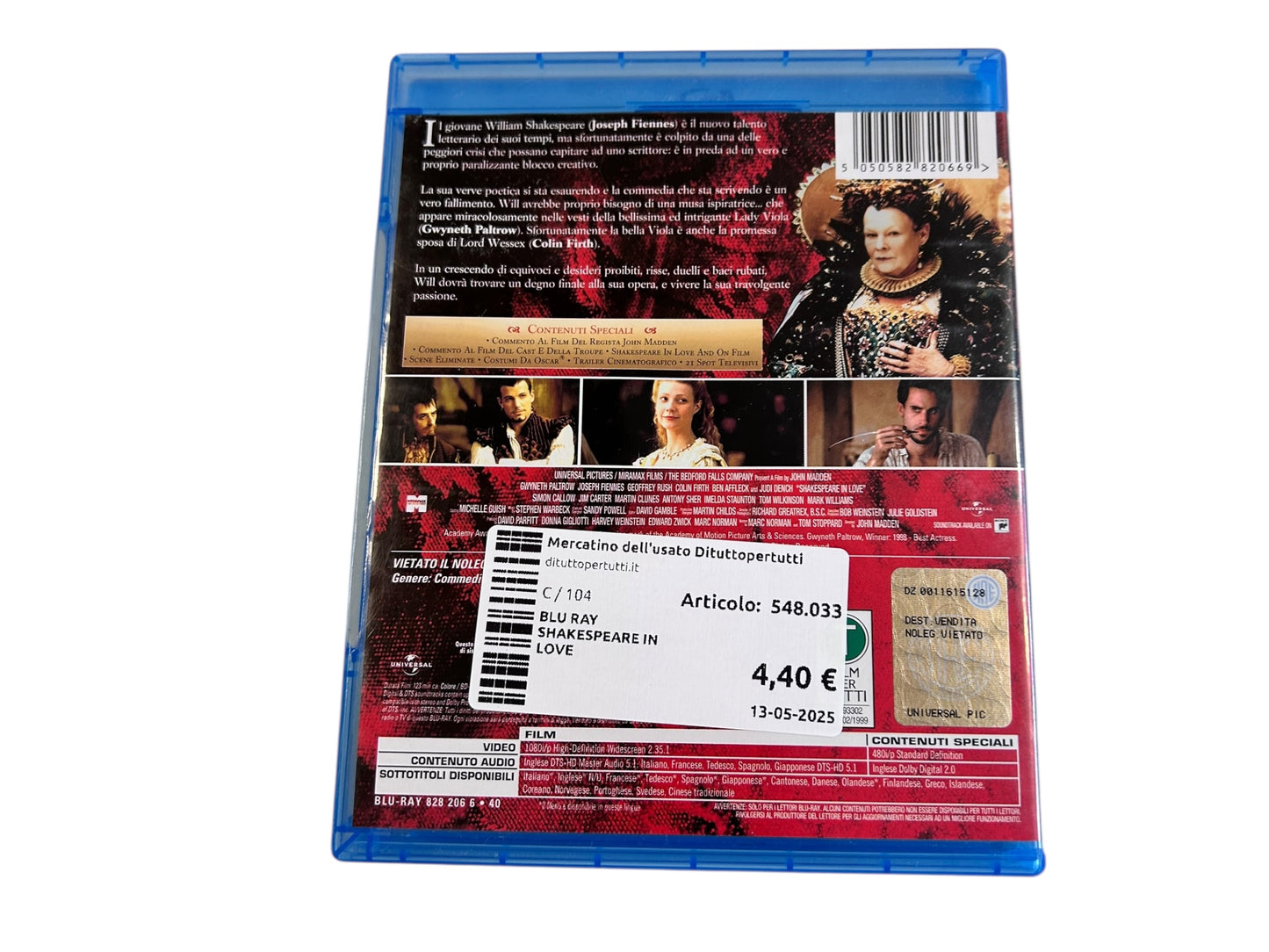 Blu Ray Shakespeare In Love