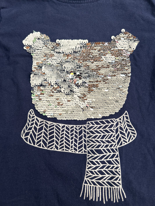 Maglietta Blu Bimba Con Orsetto Paillettes Kiki & Koko 18-24 Mesi