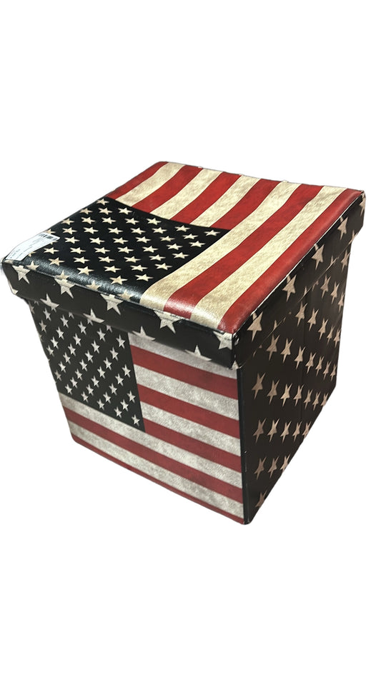 Pouf cubo contenitore ecopelle bandiera americana