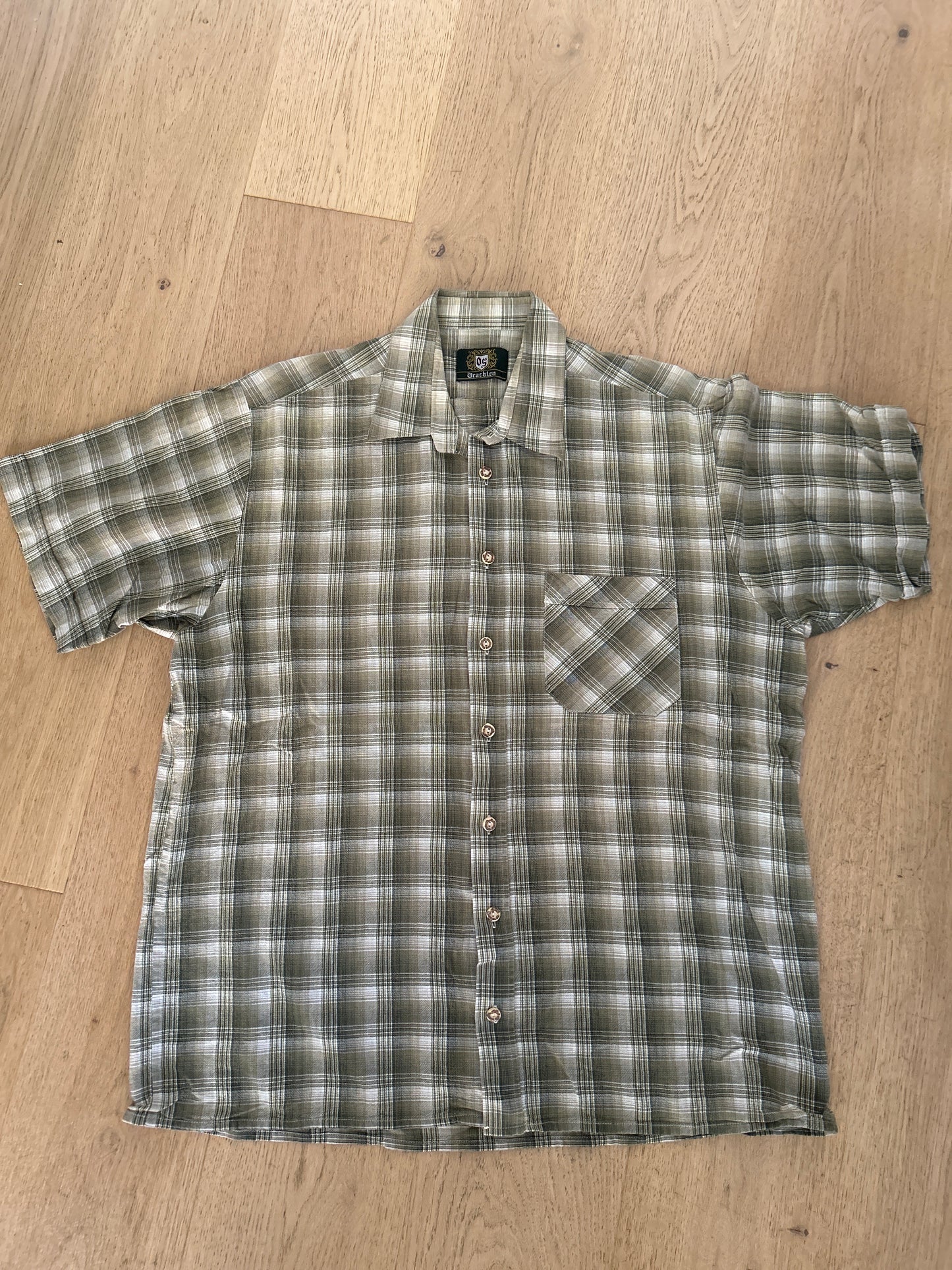 Camicia Uomo Tirolese Trachten Xl Manica Corta Verde