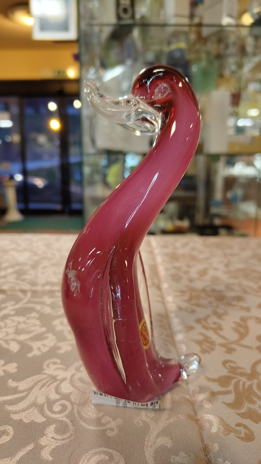 Papera in vetro di Murano rosa