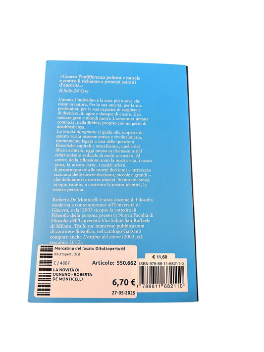 La Novità Di Ognuno - Roberta De Monticelli