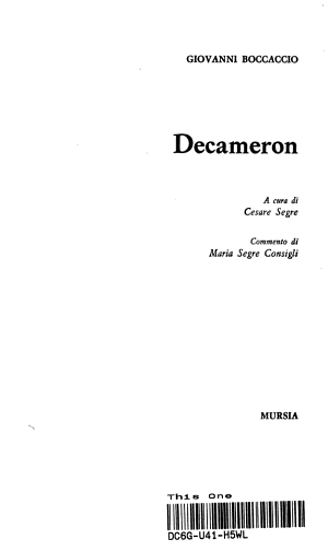 Decameron - Giovanni Boccaccio