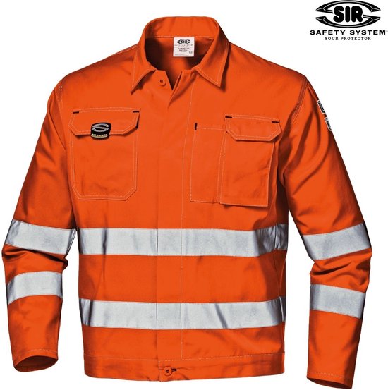 Giacca da lavoro arancione ad alta visibilità SIR SAFETY MISTRAL - Giacca da lavoro riflettente con pratiche tasche multifunzionali