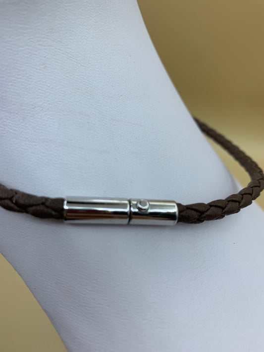 Braided leather choker necklace