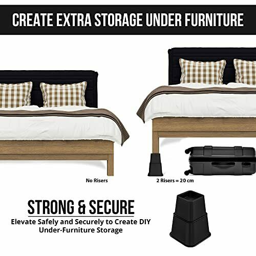 Utopia Bedding Verstellbare Erhöhung für Betten und Sofas – 8 Teile: 4 hoch und 4 kurz