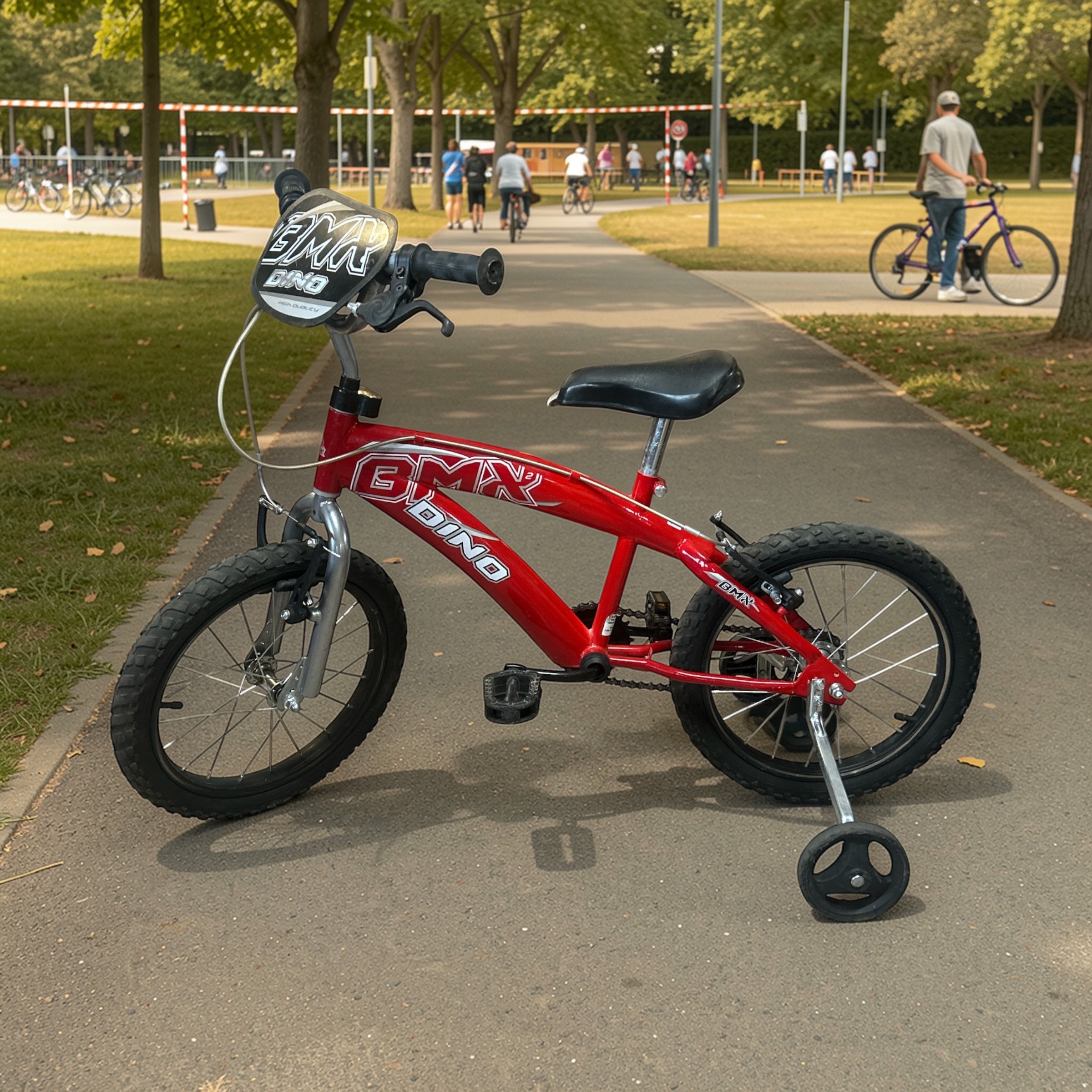 Bicicletta BMX Dino Rossa bambini Con Rotelle