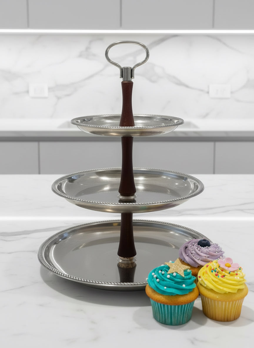 Alzatina Tre Piatti Acciaio