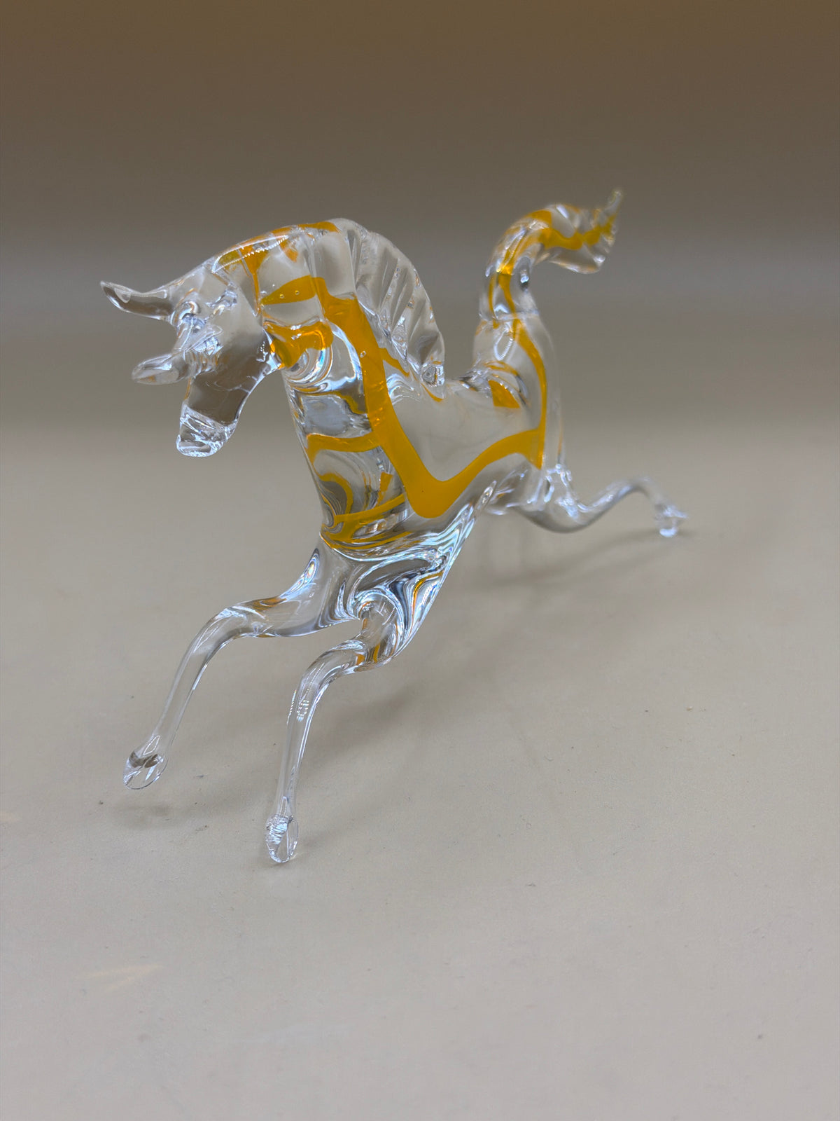 Cavallo In Vetro Di Murano Trasparente Giallo