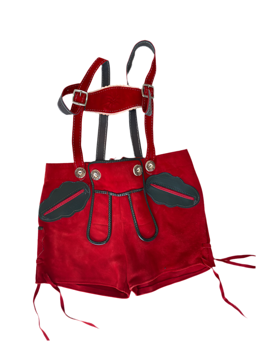 Lederhosen Pelle Rossi Tirolesi Bimbi 3-4 Anni 98 Cm