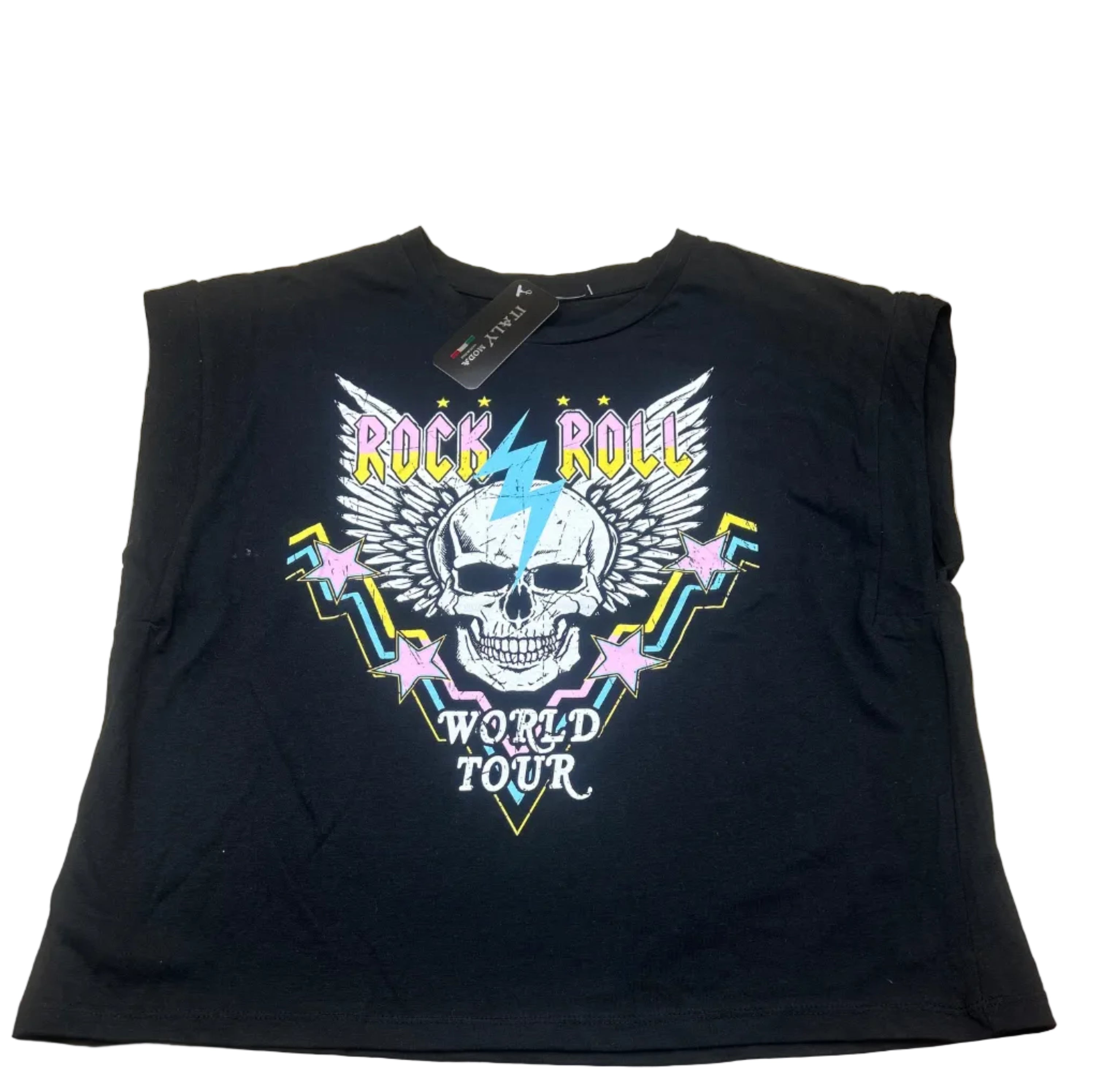 Tshirt Nera Donna Rock Roll World Tour M