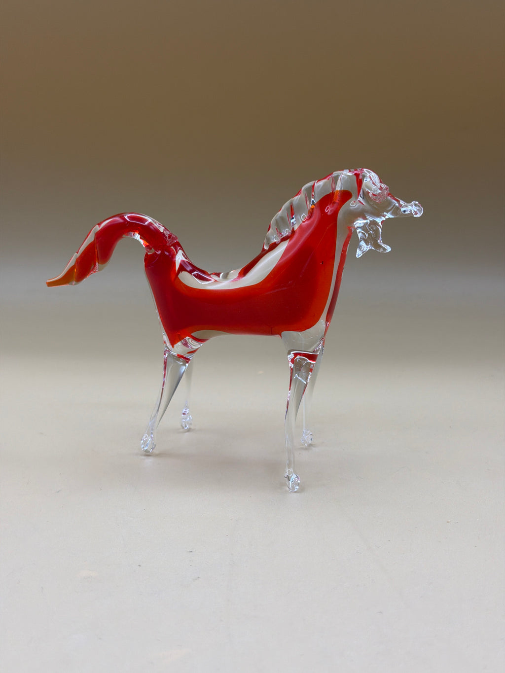 Cavallo In Vetro Di Murano Rosso