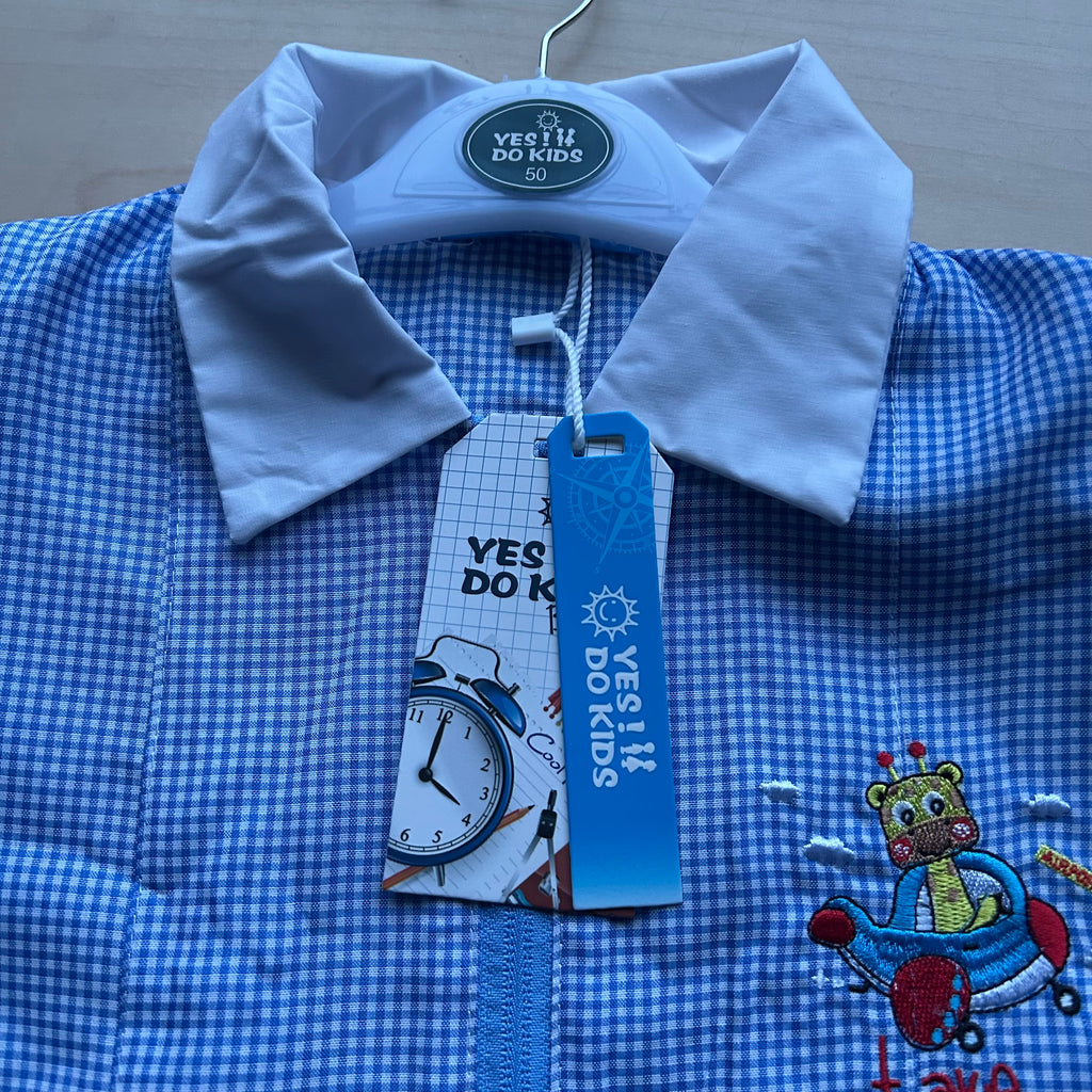 Grembiule Asilo Scuola Materna Azzurro Bimbo Con Cerniera Nuovo 3 Anni