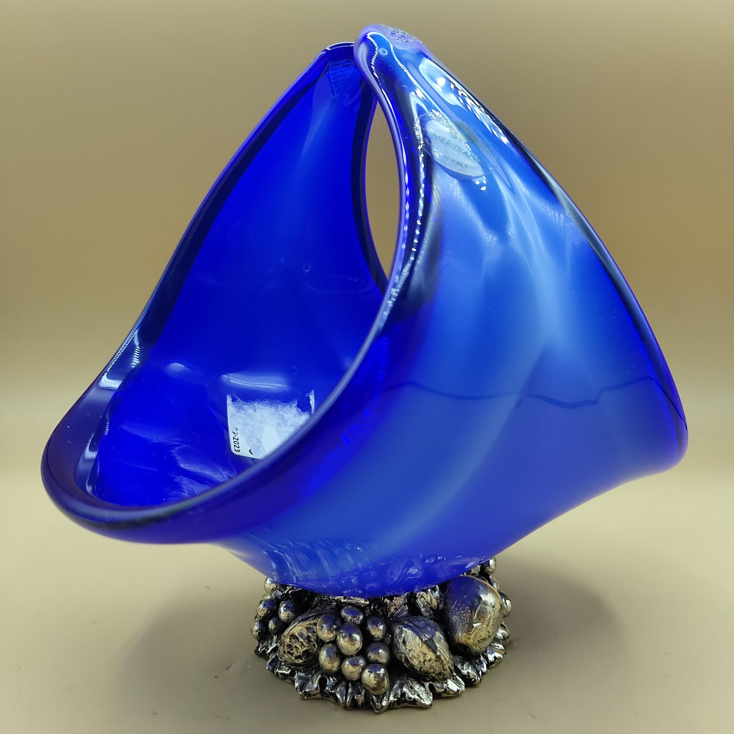 Vaso in vetro di murano blu con base argento - La Meridiana Venezia
