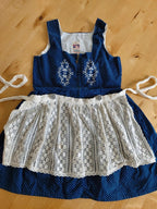 Vestito Tirolese Dirndl Bambina Vintage Con Grembiule 3-4 Anni