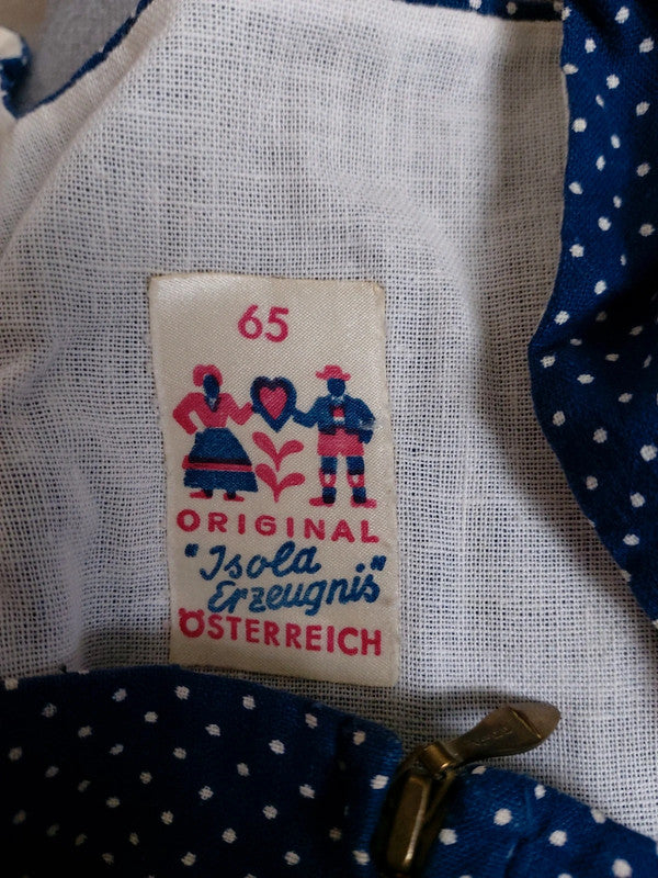 Vestito Tirolese Dirndl Bambina Vintage Con Grembiule 3-4 Anni