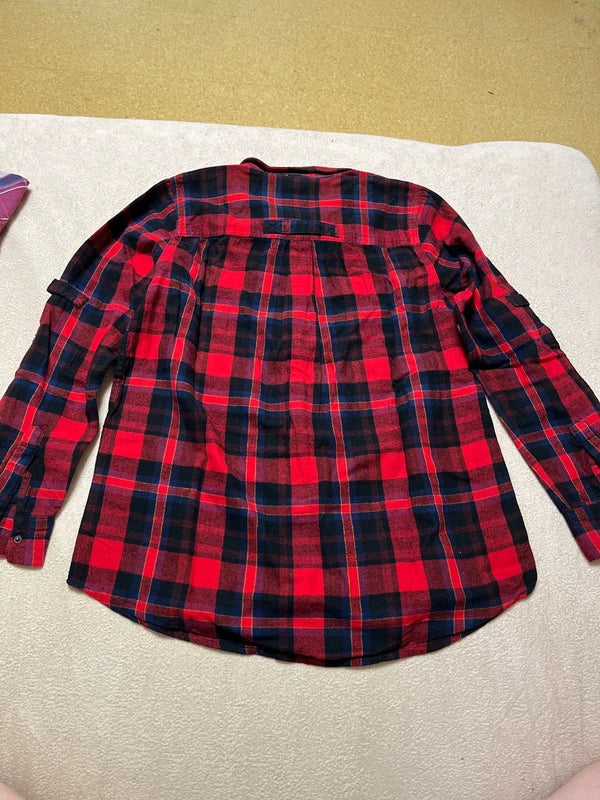 Camicia Donna Scozzese Rossa Felpata Amisu L