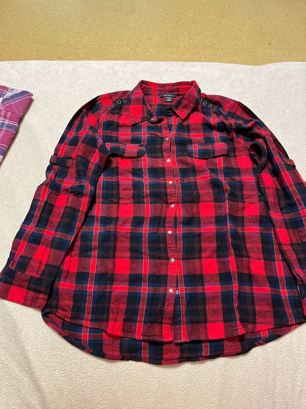 Camicia Donna Scozzese Rossa Felpata Amisu L